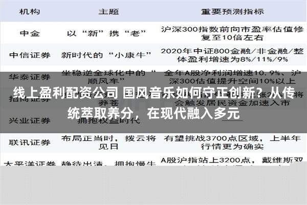 线上盈利配资公司 国风音乐如何守正创新？从传统萃取养分，在现代融入多元