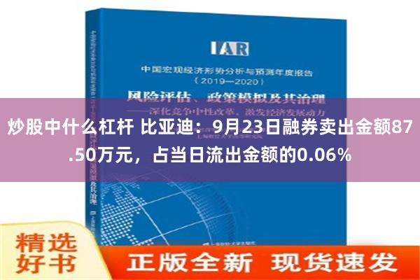 炒股中什么杠杆 比亚迪：9月23日融券卖出金额87.50万元，占当日流出金额的0.06%